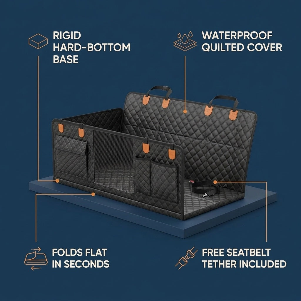 CoPup™ Backseat Extender | Hard-Bottom Dog Car Platform For Comfier Car Rides