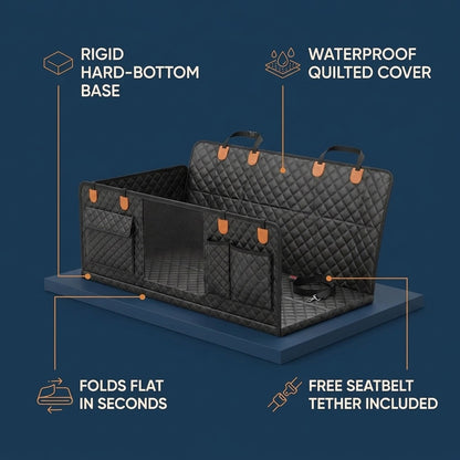 CoPup™ Backseat Extender | Hard-Bottom Dog Car Platform For Comfier Car Rides