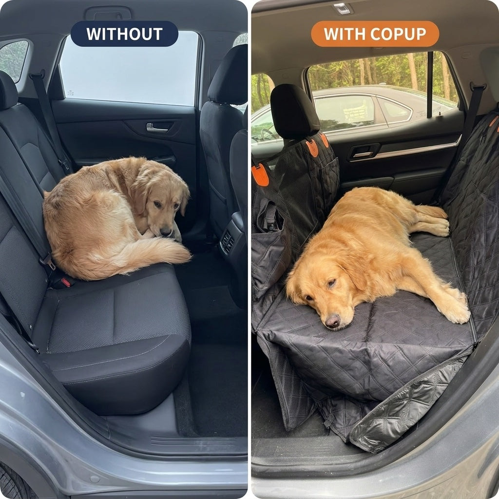 CoPup™ Backseat Extender | Hard-Bottom Dog Car Platform For Comfier Car Rides