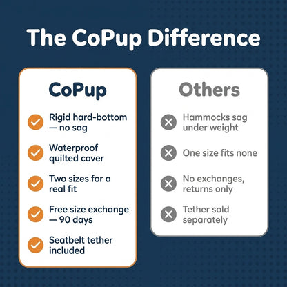 CoPup™ Backseat Extender | Hard-Bottom Dog Car Platform For Comfier Car Rides