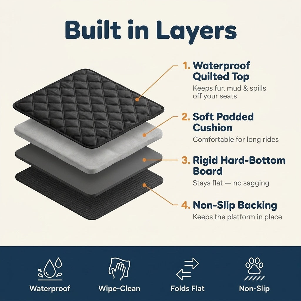 CoPup™ Backseat Extender | Hard-Bottom Dog Car Platform For Comfier Car Rides